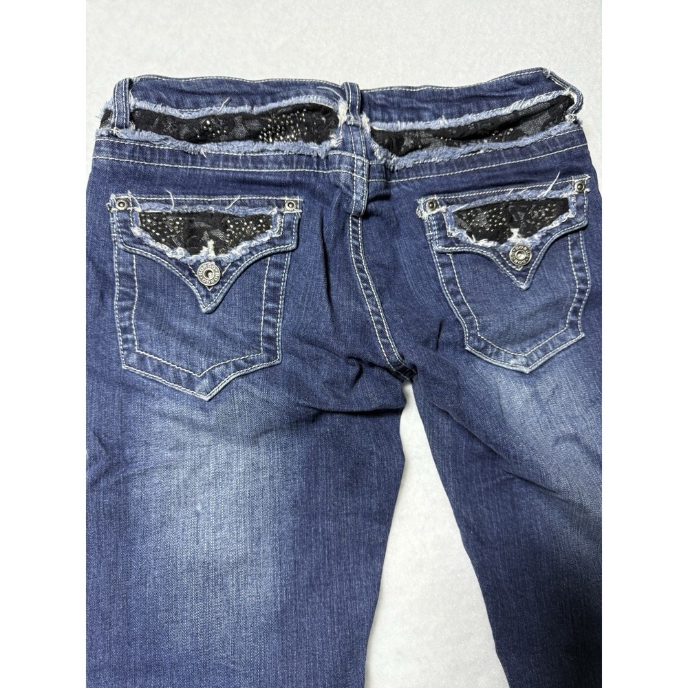 BONGO Womens Size 7 Bootcut Jeans Blue Stretch Denim Embellished Pocket Y2K - Picture 10 of 13